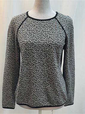 WHIT Black & White Animal-Print Crewneck Sweater